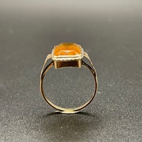 Ladies 9ct Yellow Gold Amber Stone Ring