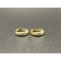 Ladies 9ct Yellow Gold Diamond Hoop Earrings