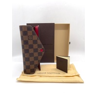 Louis Vuitton Sarah Wallet Damier Ebene Canvas Red Interior with Box