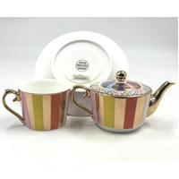 Morgan & Finch Carnival Stripe Tea for One Set Multi Gold 20921901