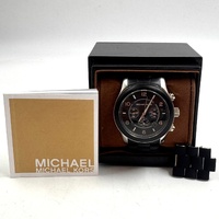 Michael Kors Runway MK8107 45mm Silver Black Mens Chronograph Watch