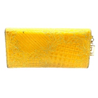 Versace Quilted Leather Vanitas Zip Around Womens Wallet Yellow