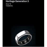Oura Ring Heritage Generation 3 Size 13 Y1322900724 with Charger