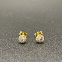 Ladies 18ct Yellow Gold Diamond Cluster Stud Earrings