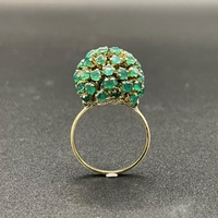 Ladies 10ct Yellow Gold Cluster of Green Gemstone Ring
