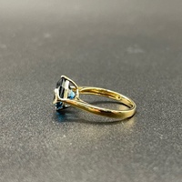 Ladies 14ct Yellow Gold Blue Gemstone Ring