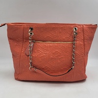 GUESS Coral Pink Quilted Geometric Chain Shoulder Tote Bag Handbag