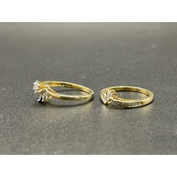 Ladies 9ct Yellow Gold Diamond Ring Set