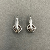 Ladies 18ct White Gold Pink Stone Drop Earrings