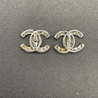 Ladies 14ct White Gold CC Diamond Stud Earrings