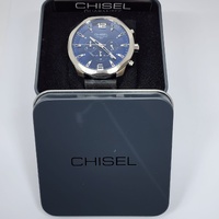 Chisel 5827031 Mens Chronograph Watch Blue Dial Black Leather 100m WR