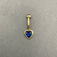 Ladies 9ct Yellow Gold Heart Blue Gemstone Navel Belly Ring