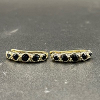 Ladies 9ct Yellow Gold Diamond & Sapphire Oval Hoop Earrings
