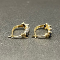 Ladies 9ct Yellow Gold Diamond & Sapphire Oval Hoop Earrings