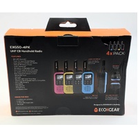 Ecoxgear 4 Pack Handheld Radio EXG50-4PK UHF CB Handheld Radio