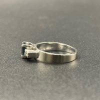 Ladies 18ct White Gold Blue Sapphire & Diamond Ring