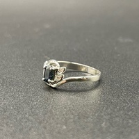 Ladies 9ct White Gold Blue Sapphire & Diamond Ring