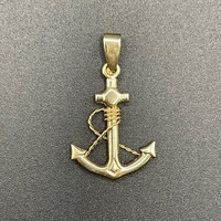 Unisex 9ct Yellow Gold Anchor Pendant