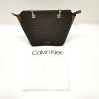 Calvin Klein Hailey Tote Bag H0GAJCR2 Brown Khaki Caramel Chain Zip