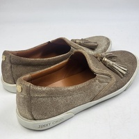 Jimmy Choo Dale Flat Metallic Suede Slip-ons Tassel Loafers - Size 40 - Authentic