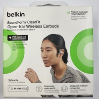Belkin SoundForm ClearFit Open-Ear Wireless Earbuds - Bluetooth Headphones with IPX5 Water Resistance & Deep Bass - Sand