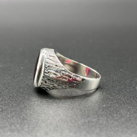 Mens 925 Sterling Silver Ruby Red Stone Ring