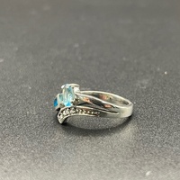 Ladies 925 Sterling Silver Blue Stone & Opal Ring