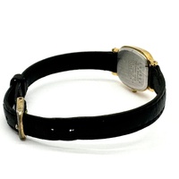 Seiko 2Y01-5A90 Ladies Quartz Watch Gold Tone Black Dial Leather Band