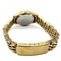 Citizen Quartz Gold Tone Day Date Watch Champagne Dial