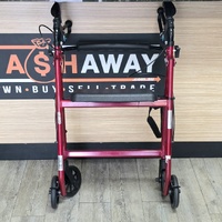Aidacare Aspire Foldable Rollator Walker Seat Red 130kg Weight Limit