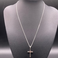 Unisex 925 Sterling Silver Curb Link Chain & Cross Pendant Necklace