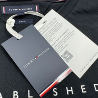 Tommy Hilfiger Established Stacked Logo T-Shirt Men's Size Large Casual Cotton Tee Classic Fit