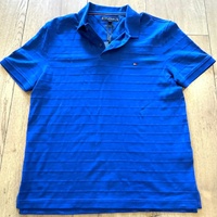 Tommy Hilfiger Jacquard Striped Polo Shirt Regular Fit Men's Size M Classic Casual Designer Top