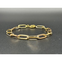 Ladies 14ct Yellow Gold Paperclip Link Bracelet 