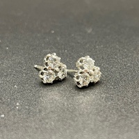 Ladies 9ct White Gold Diamond Stud Earrings
