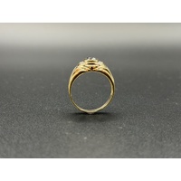 Mens 9ct Yellow Gold Black Onyx & Diamond Ring