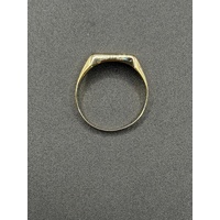 Mens 9ct Yellow Gold Diamond Signet Ring