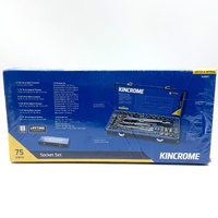 Kincrome K28091 75Pc Socket Set 1/4", 3/8", 1/2" Drive Metric & SAE Ratchet Tool Kit