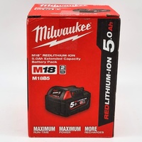 Milwaukee M18 18V RedLithium-Ion 5.0Ah Extended Capacity Battery Pack M18B5
