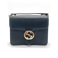 Gucci Dollar Calfskin Interlocking G Chain Shoulder Bag Small Black