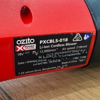 OZITO PXCBLS-018 Cordless Leaf Blower 18V 2.0Ah Battery Kit Lightweight Garden Blower