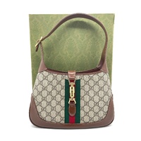 Gucci Jackie 1961 Small GG Supreme Shoulder Bag Beige Ebony