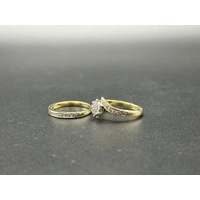 Ladies 9ct Yellow Gold Diamond Bridal Ring Set Ring