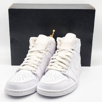Nike Air Jordan 1 Mid Triple White 2020 Size 8 Leather 554724-130