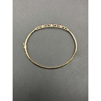 Ladies 9ct Yellow Gold Fancy Red Stone & Diamond Bangle
