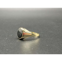Mens 9ct Yellow Gold Black Gemstone Ring