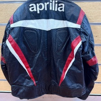 Aprilia Racing Italia Men's Leather Motorcycle Riding Jacket Black Red XL