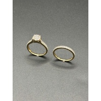 Ladies 9ct Yellow Gold Diamond Cluster Wedding Ring Set
