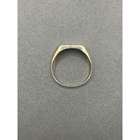Mens 9ct Yellow Gold Diamond Signet Ring