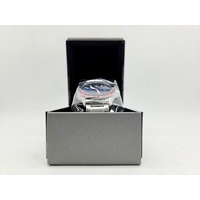 Emporio Armani Mens GMT Watch Blue Dial Red Pepsi Bezel Steel 100M